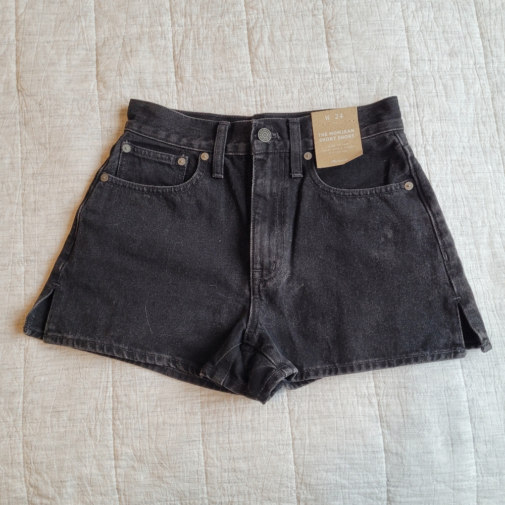 NWT Madewell Women's Black Mom Jean Short Shorts Size 24